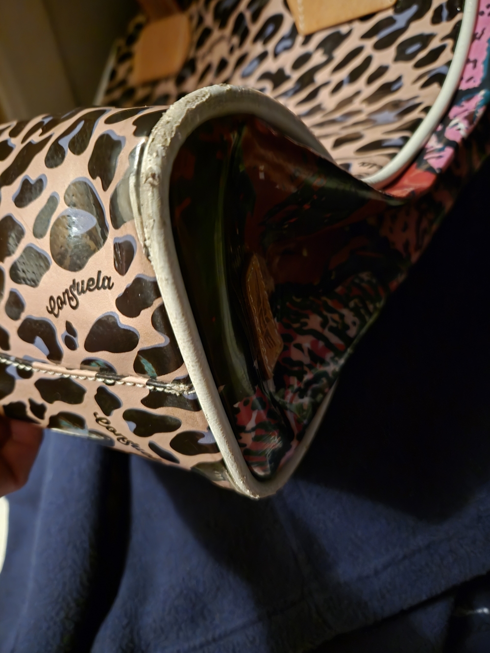 Consuela Leopard-Print Tote with Multicolor Striped Handles - Picture 3 of 4